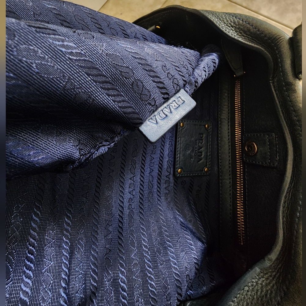 Prada Blue Leather Tote/Crossbody Bag - Picture 14 of 16